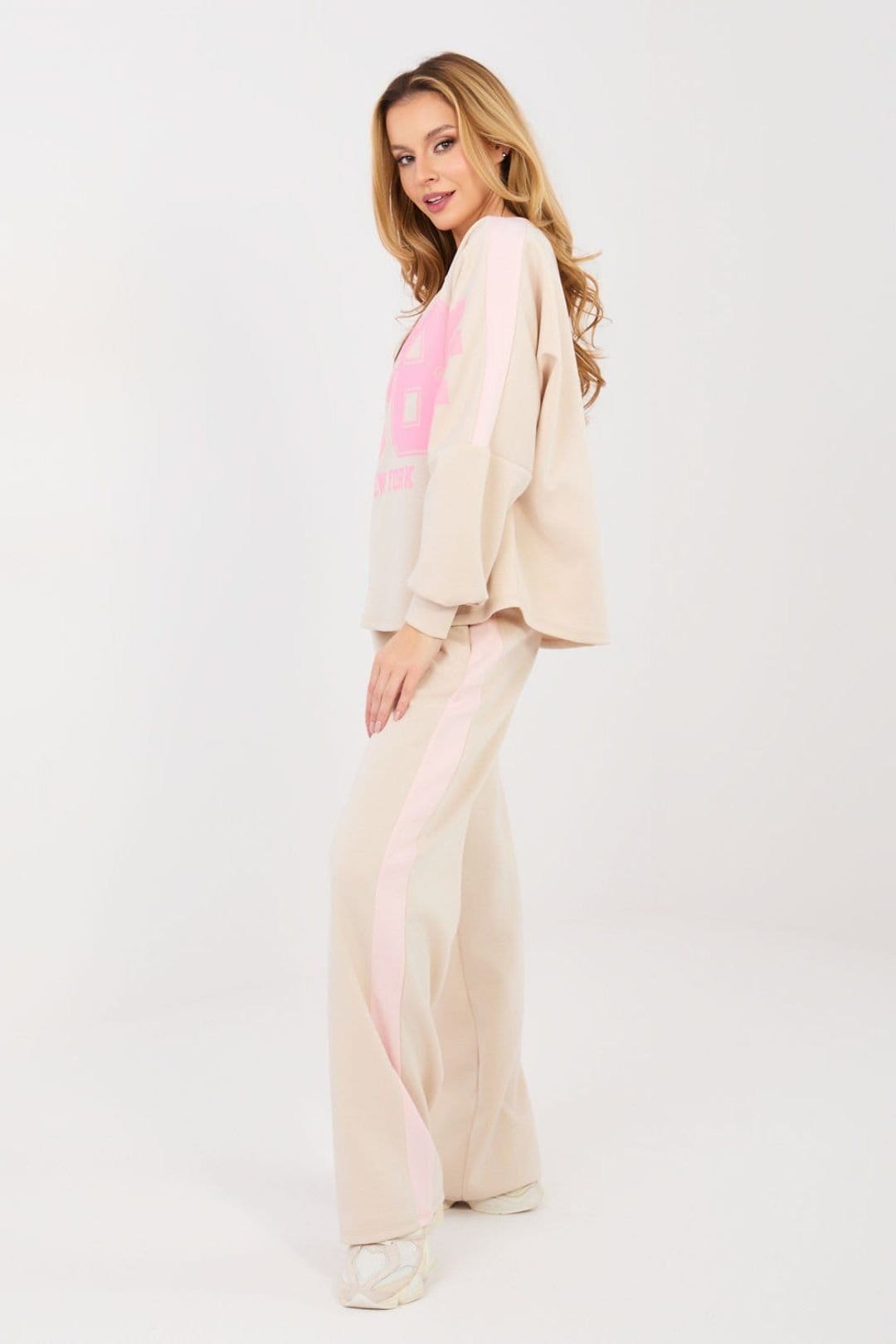 Love Lace Beige Street Style Tracksuit Set