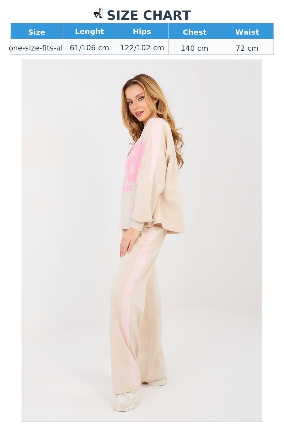 Love Lace Love Lace Women's Street Style Tracksuit Set Sweatshirt Pants in Beige - 4
