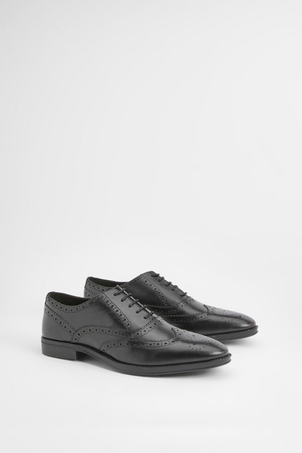 Burton Burton Men's Black Leather Smart Oxford Brogue Shoes - 3