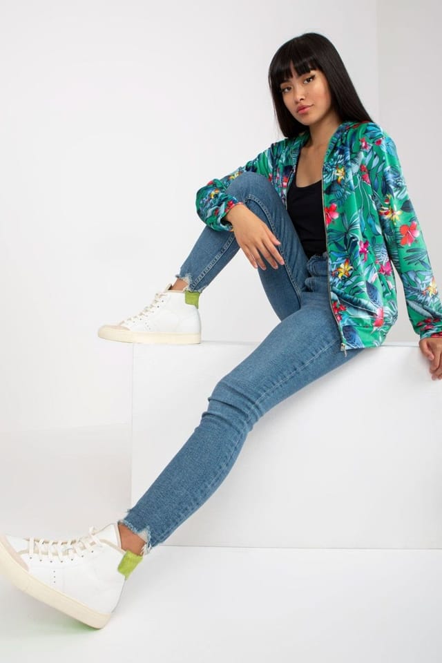 Love Lace Love Lace Women's Zip Hoodie Sweatshirt with Pockets in Green - 2