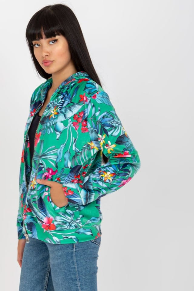 Love Lace Love Lace Women's Zip Hoodie Sweatshirt with Pockets in Green - 3