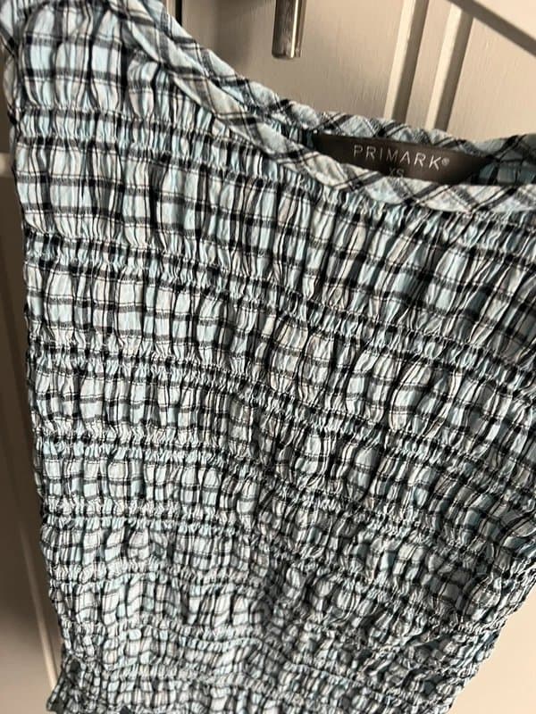 Primark Primark blue black white checked ruffle top