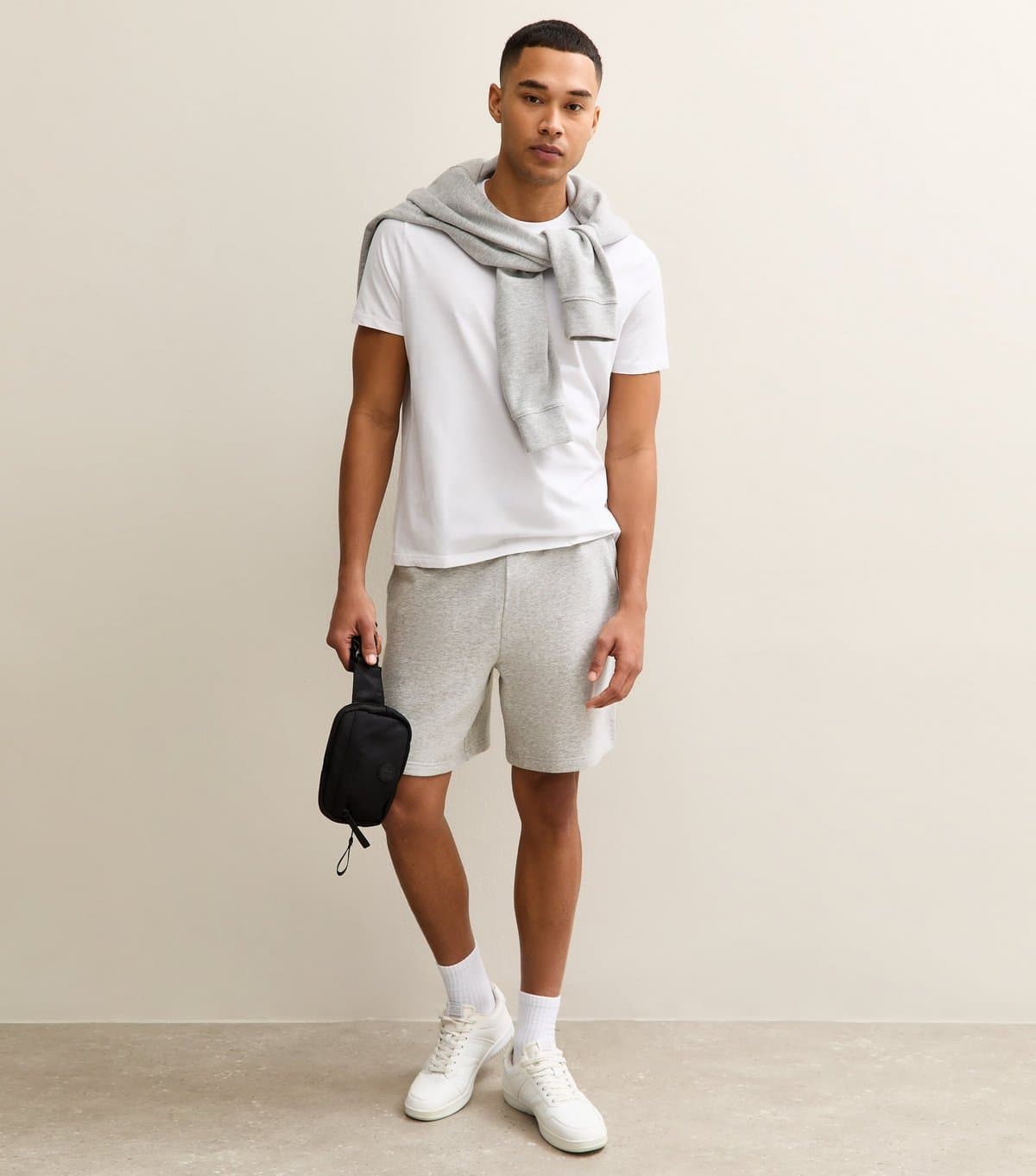New Look Men's Grey Marl Regular Drawstring Shorts New Look