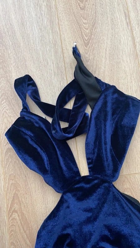 ASOS Navy Velvet Cut-Out Bodycon Dress
