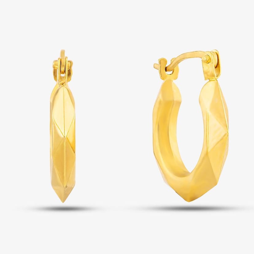 T.H.Baker T.H.Baker Women's 9ct Yellow Gold Patterned Creole Earrings UER131Y - 1