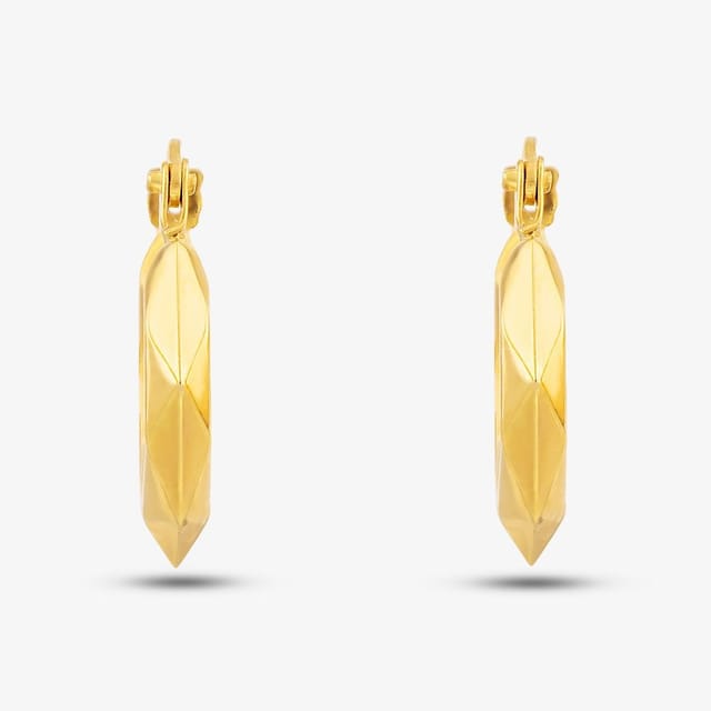T.H.Baker T.H.Baker Women's 9ct Yellow Gold Patterned Creole Earrings UER131Y - 2