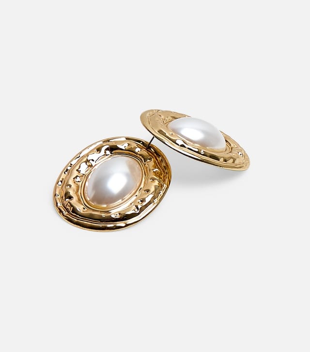 Public Desire Gold Tone Oversized Faux Pearl Stud Earrings Public Desire New Look - 3
