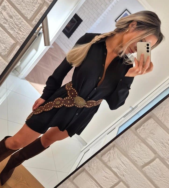 Papaya Black shirt style mini asymmetric dress beach summer holiday cover up casual ibiza