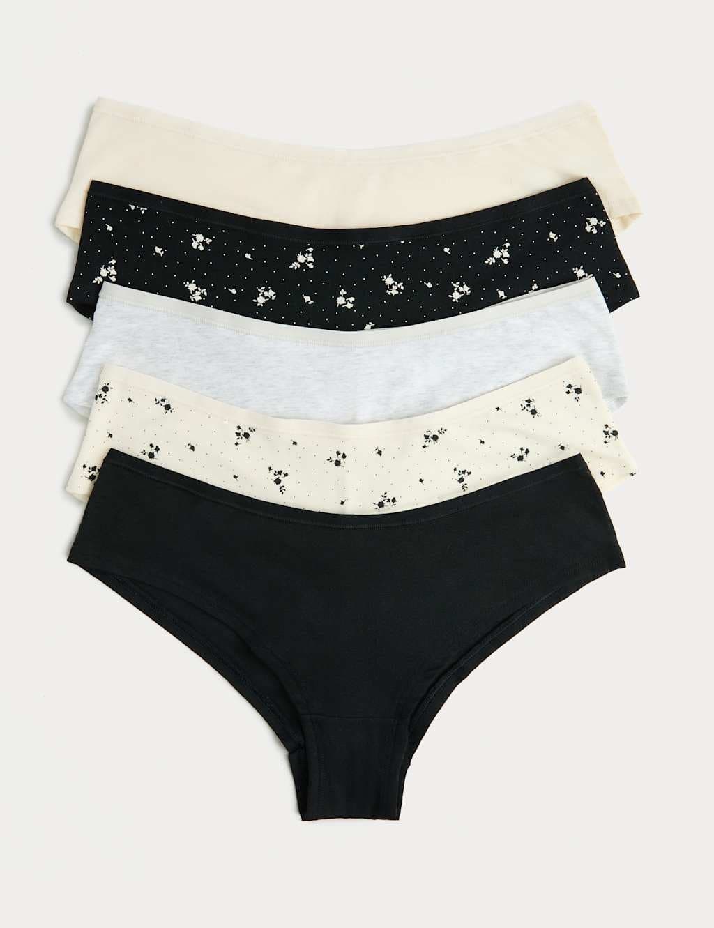 Marks & Spencer M&S 5 Pack Cotton Modal Hipster Knickers Black Mix