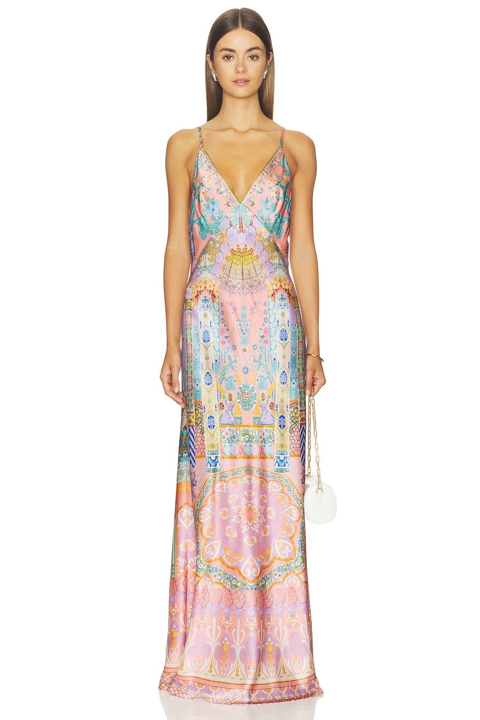 revolve V Neck Full Length Bias Slip Dress