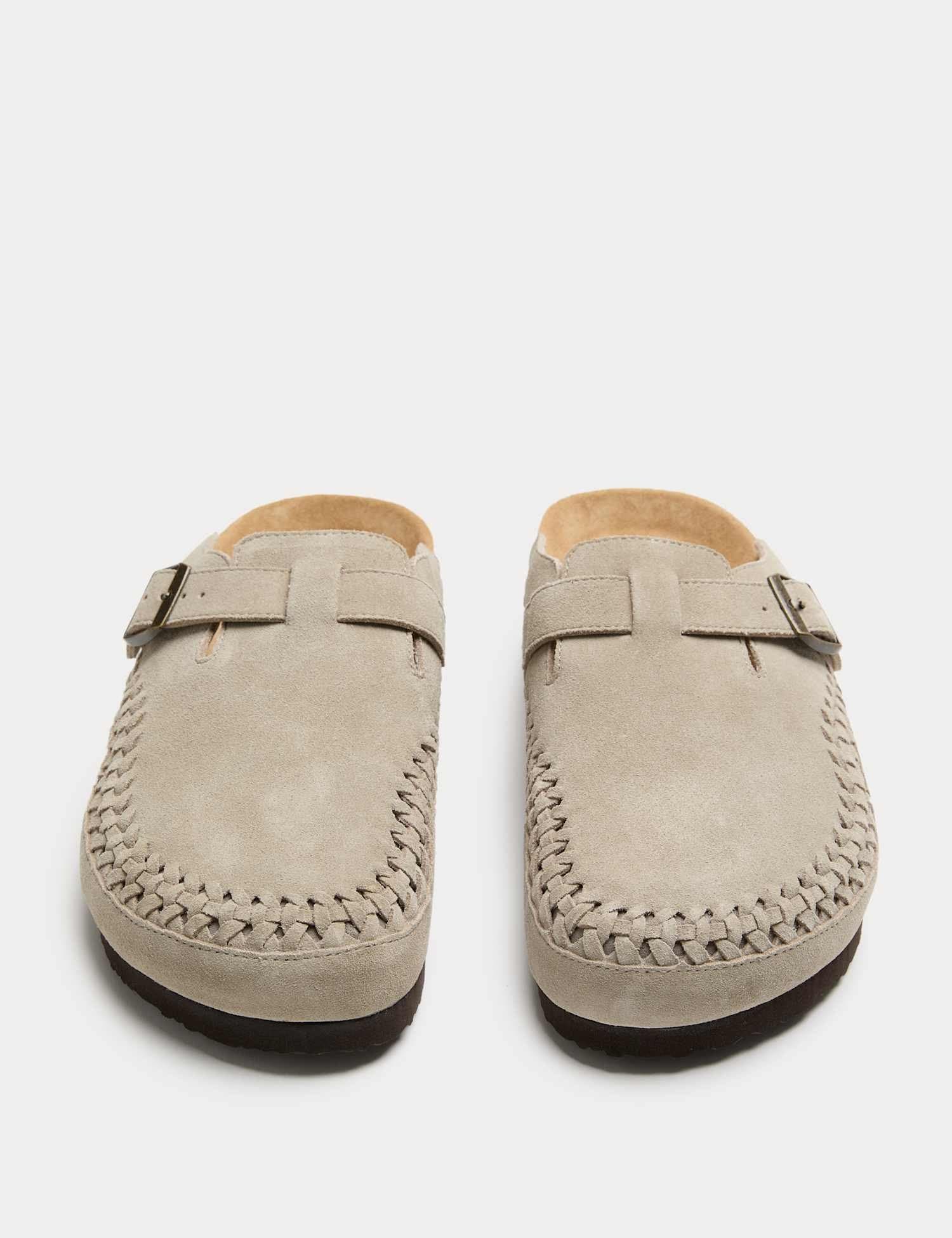 Marks & Spencer M&S Woven Suede Corkbed Mule Sandals Stone