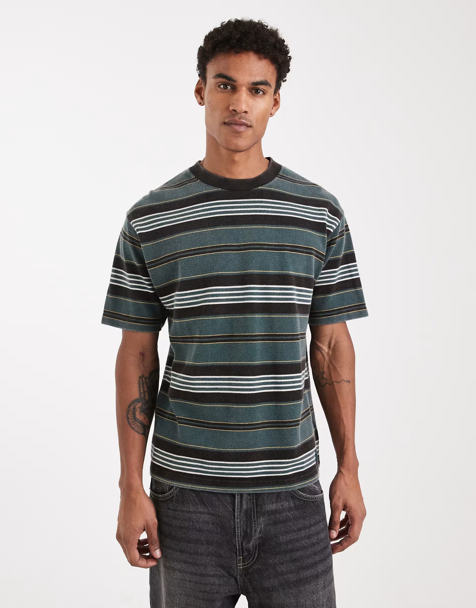 ASOS Vans Pique stripe knit in mystic moss