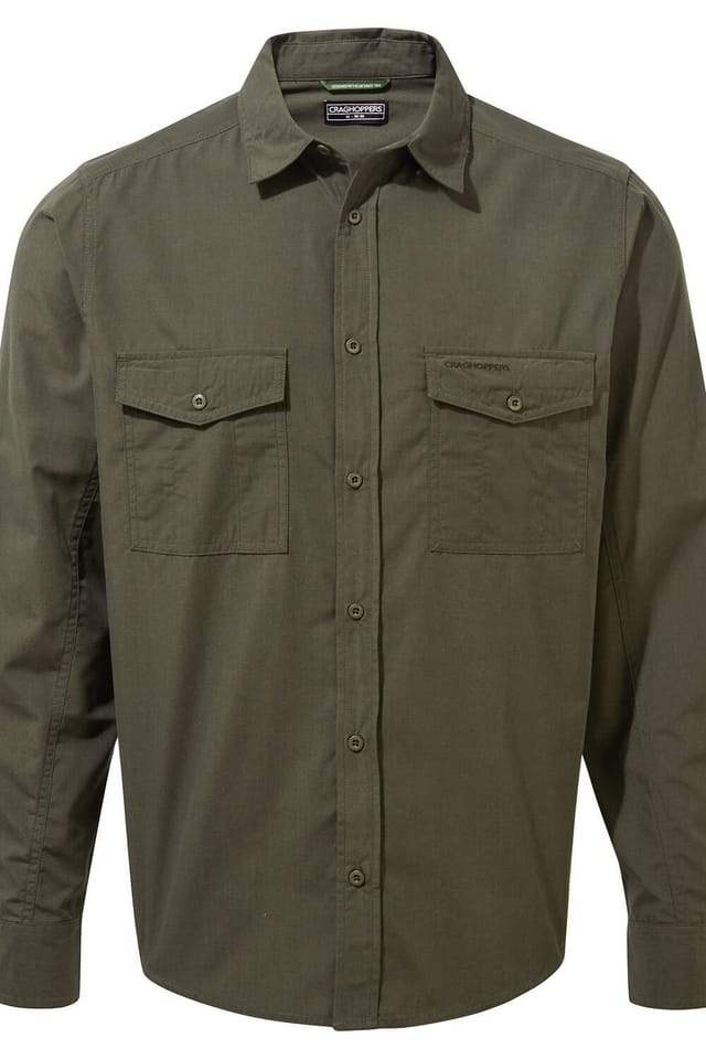 Craghoppers Craghoppers Men's NosiDefense Cotton-Blend 'Kiwi' Long Sleeve Shirt in Dark Green - 2