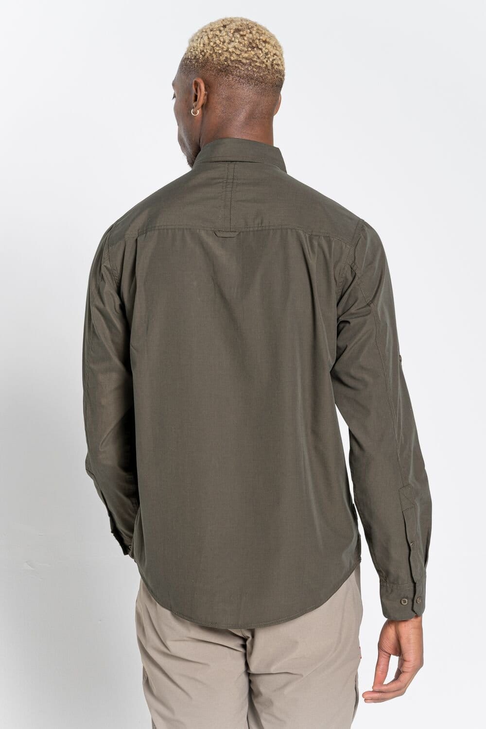 Craghoppers Craghoppers Men's NosiDefense Cotton-Blend 'Kiwi' Long Sleeve Shirt in Dark Green - 4