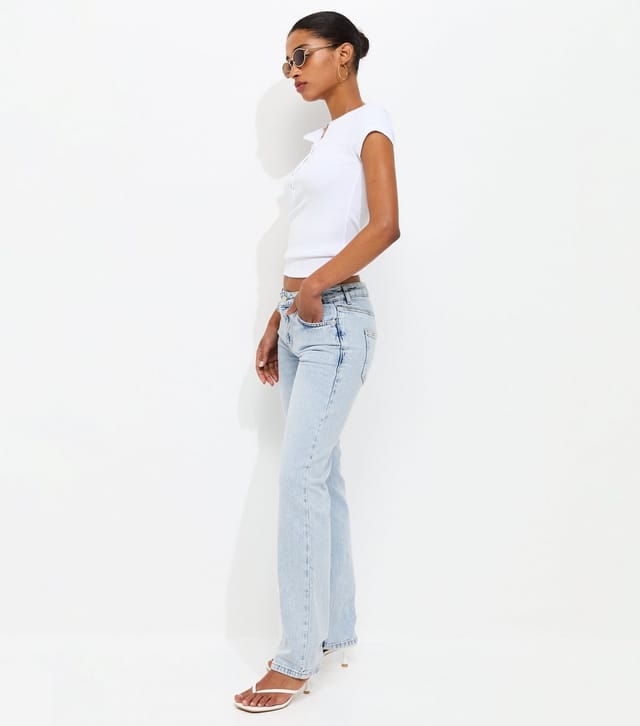 New Look Women's Light Blue Low Rise Straight Leg Jeans New Look - 2
