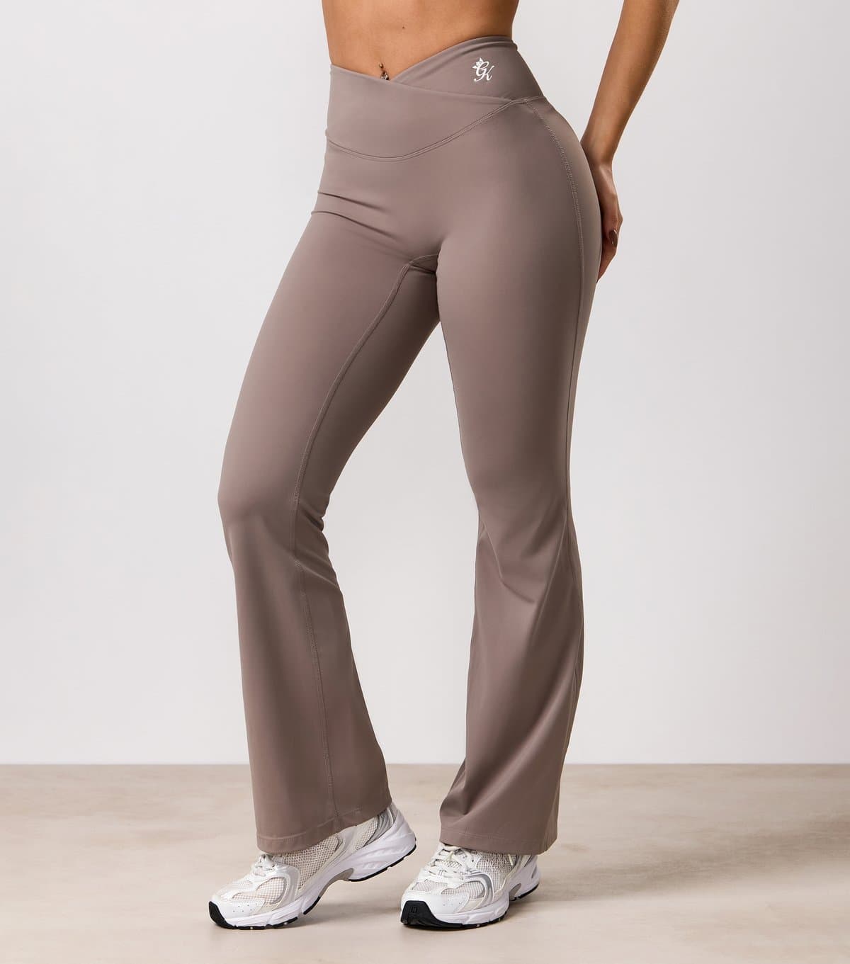 Gym King Women's Light Brown 365 Crossover Waist Flared Leggings Gym King New Look