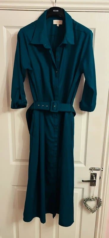 Dancing Leopard Dancing leopard Maxi plunge shirt dress wedding party holiday 14-16 same day post