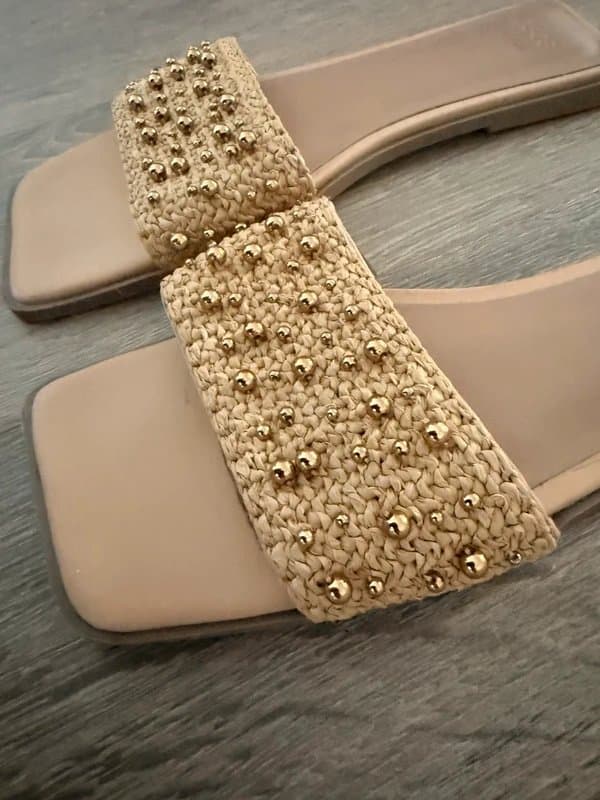 ASOS Embellished tan gold sandals 7