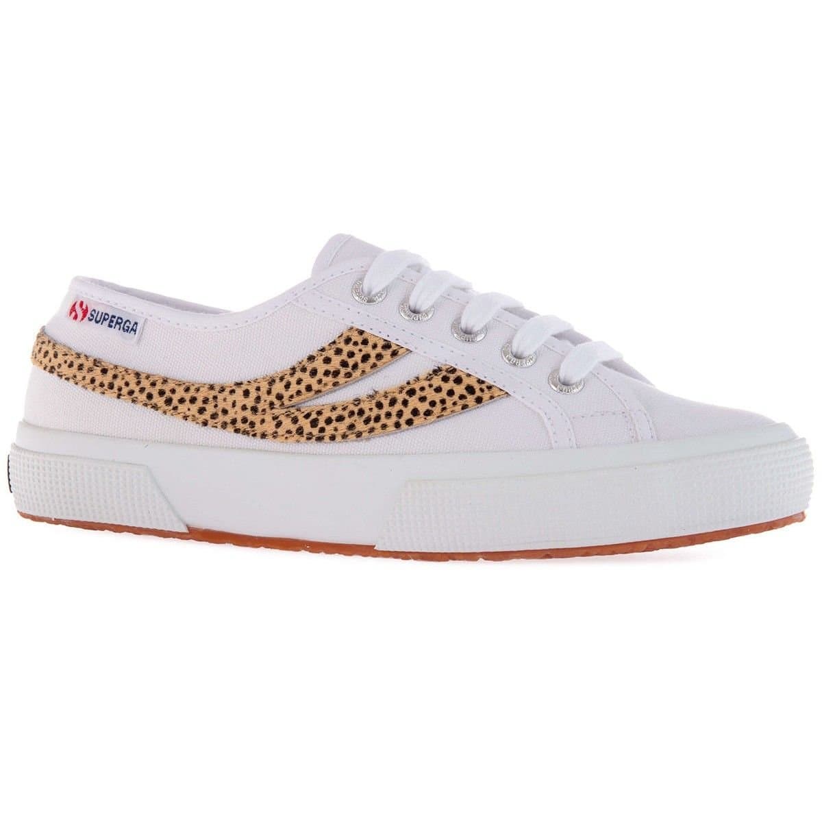 Superga Superga Women's 2953 Cotu Cheetah Print Cowhide Leather Trainers in White