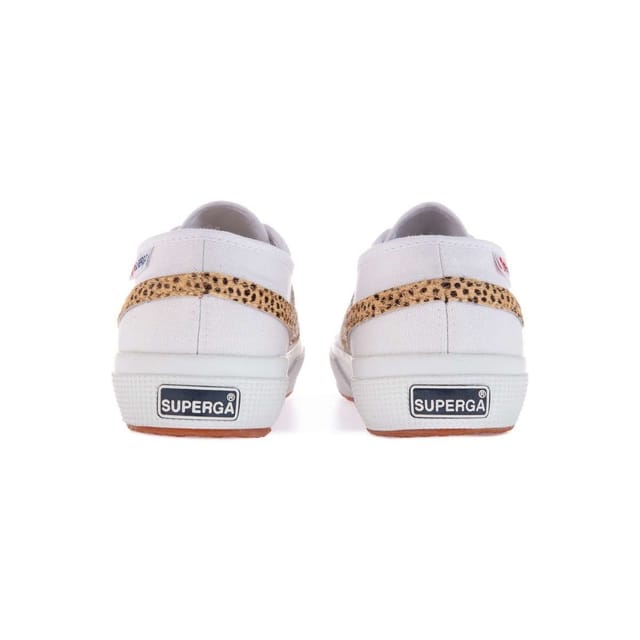 Superga Superga Women's 2953 Cotu Cheetah Print Cowhide Leather Trainers in White - 2