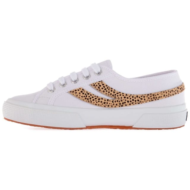 Superga Superga Women's 2953 Cotu Cheetah Print Cowhide Leather Trainers in White - 3