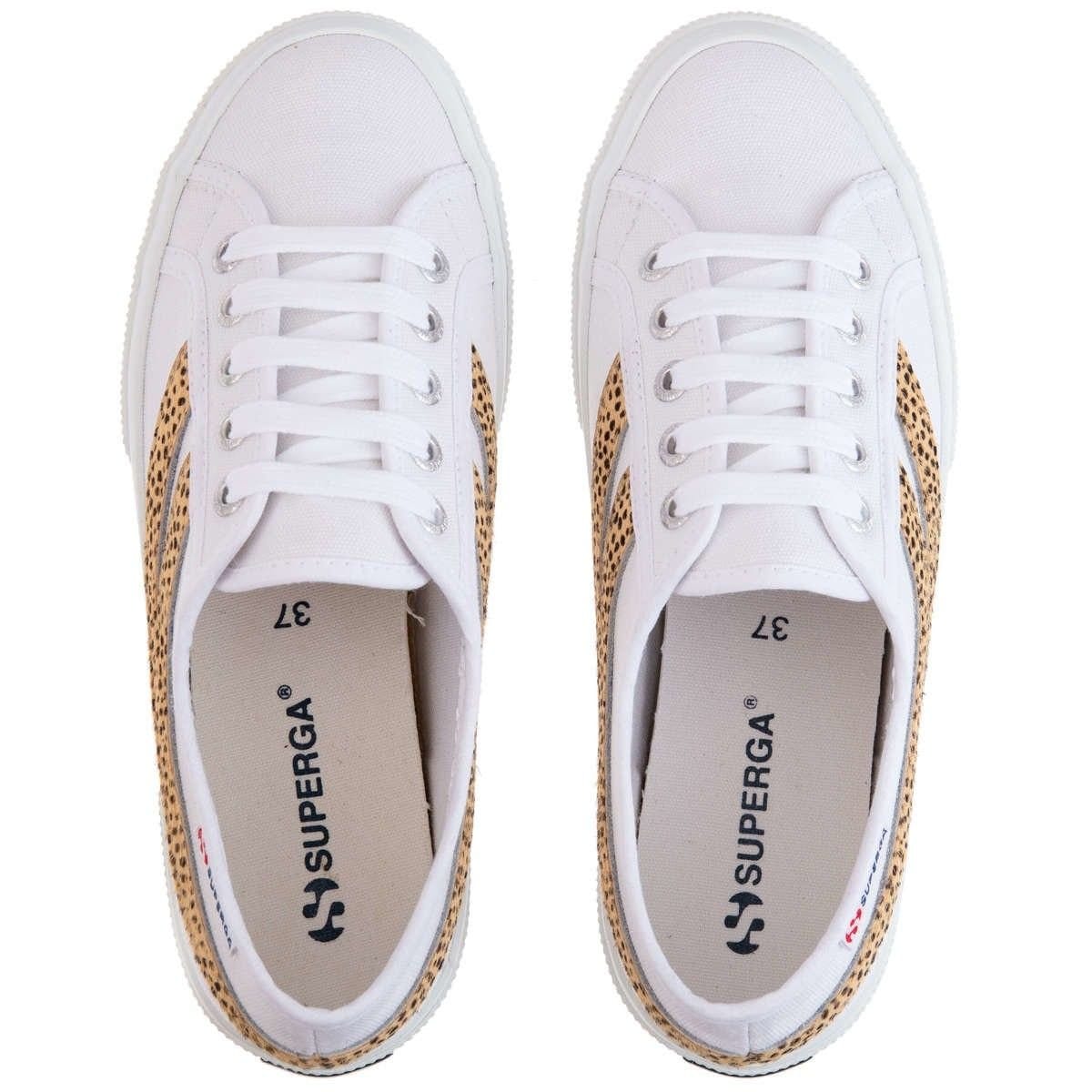Superga Superga Women's 2953 Cotu Cheetah Print Cowhide Leather Trainers in White - 4