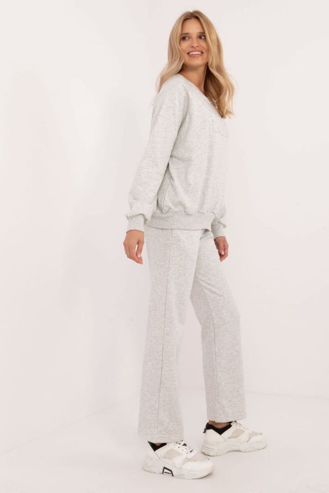 Love Lace Love Lace Women's Cotton Polyester Casual Tracksuit Set in Grey - 2