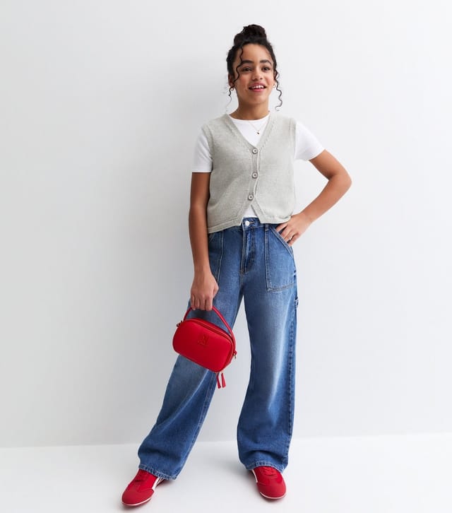 New Look Girls' Grey Knitted Cropped Waistcoat New Look - 3