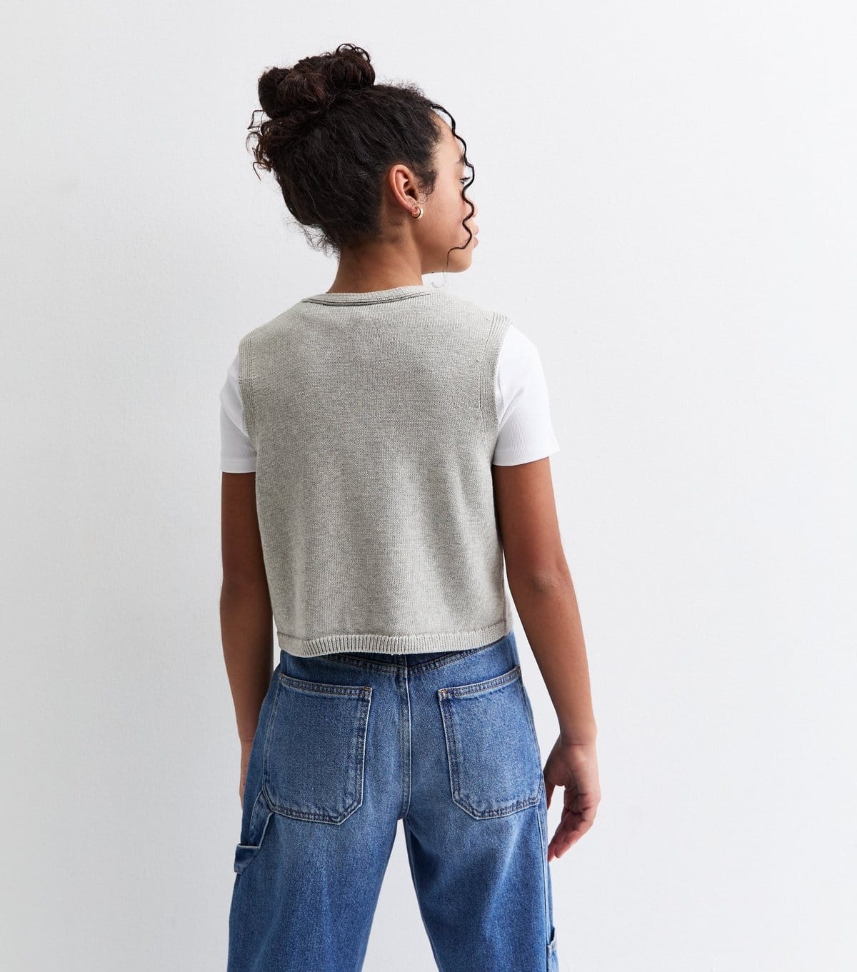 New Look Girls' Grey Knitted Cropped Waistcoat New Look - 4