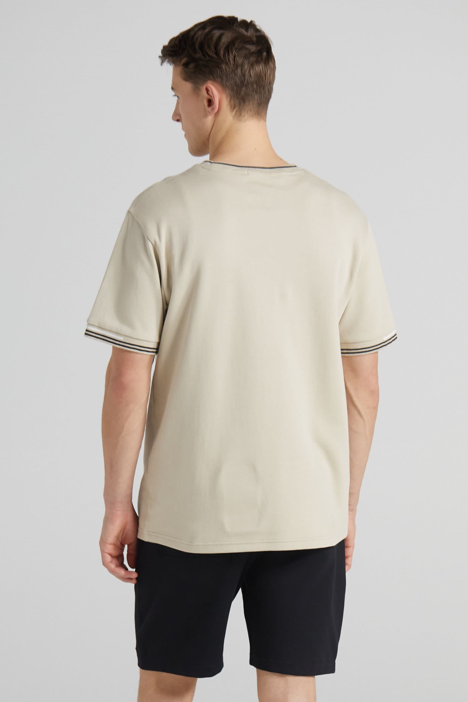 Original Creator Original Creator Men's Boxy Pique Crew T-Shirt - Sand Stone in Beige