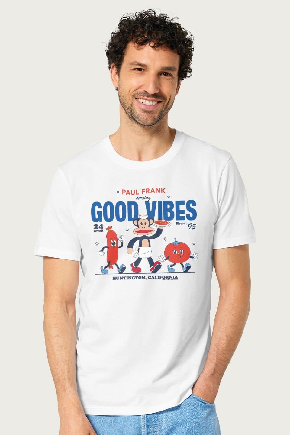 Paul Frank Paul Frank Men's Diner Julius Monkey Serving Good Vibes T-Shirt in White