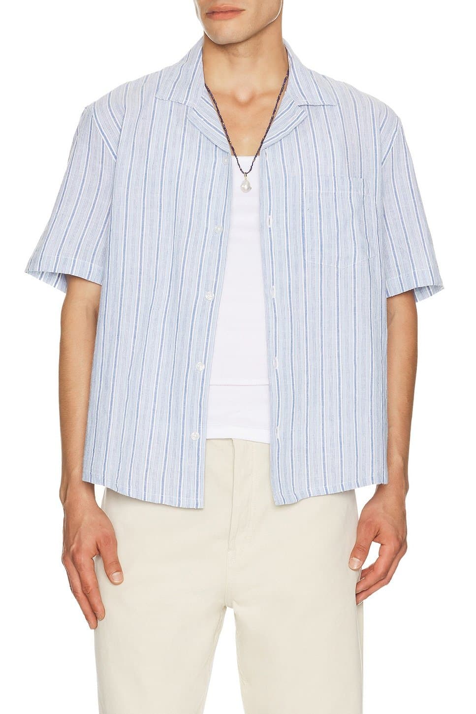 revolve Linen Broadstripe Short Sleeve Shirt