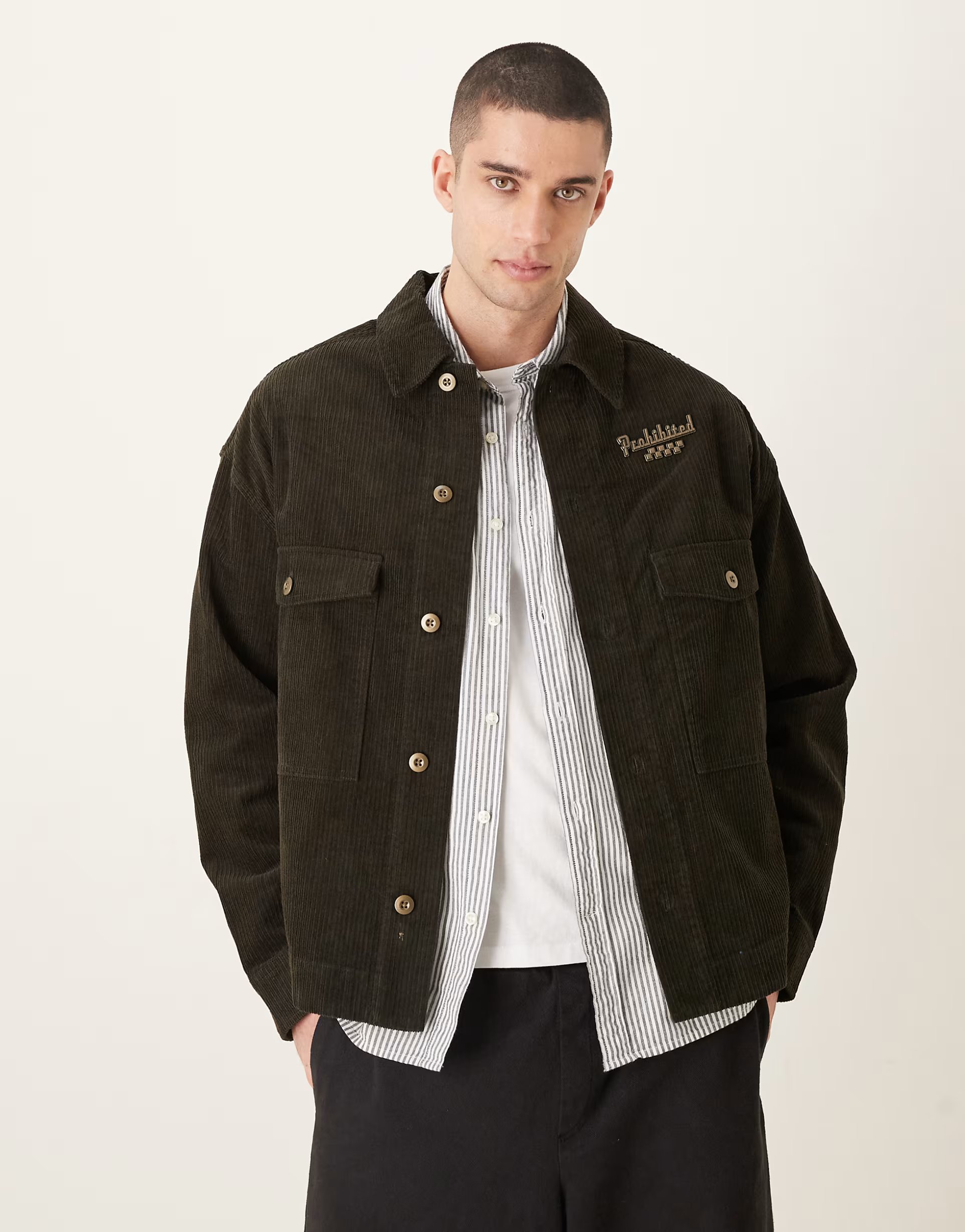 ASOS Prohibited pitstop overshirt in brown - 1