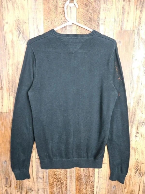 Tommy Hilfiger Tommy Hilfiger – Black V-Neck Premium Cotton Jumper – XS – Classic Flag Logo - 1