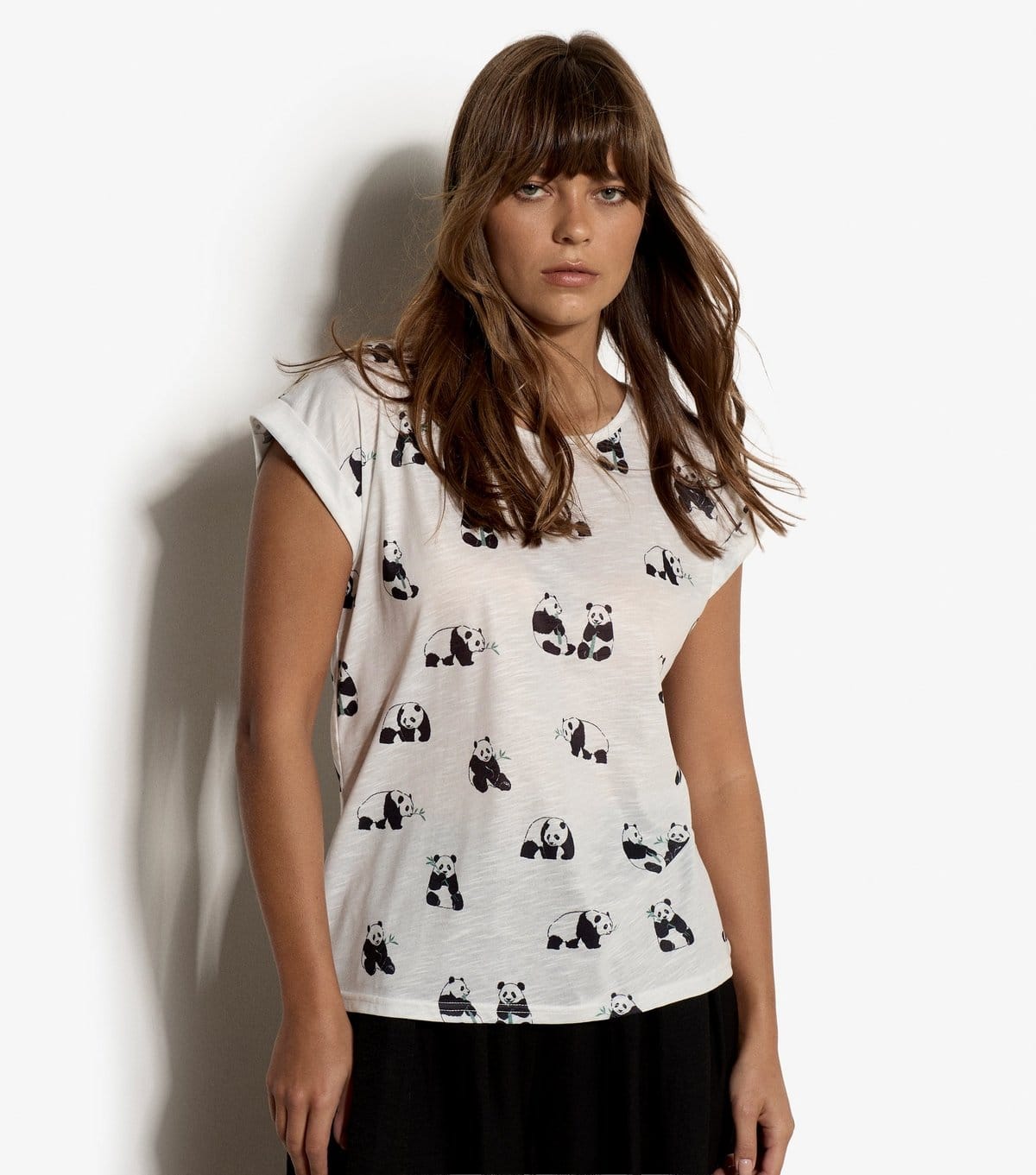 Apricot White Jersey Panda Print T-Shirt