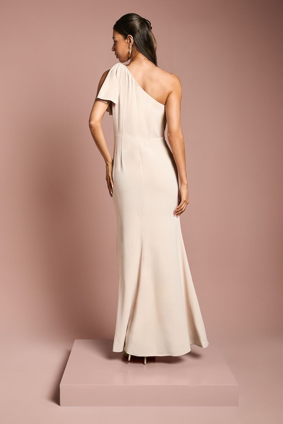 Coast Coast Women's Honoured Bow One Shoulder Maxi Bridesmaid Dress in Champagne - 4