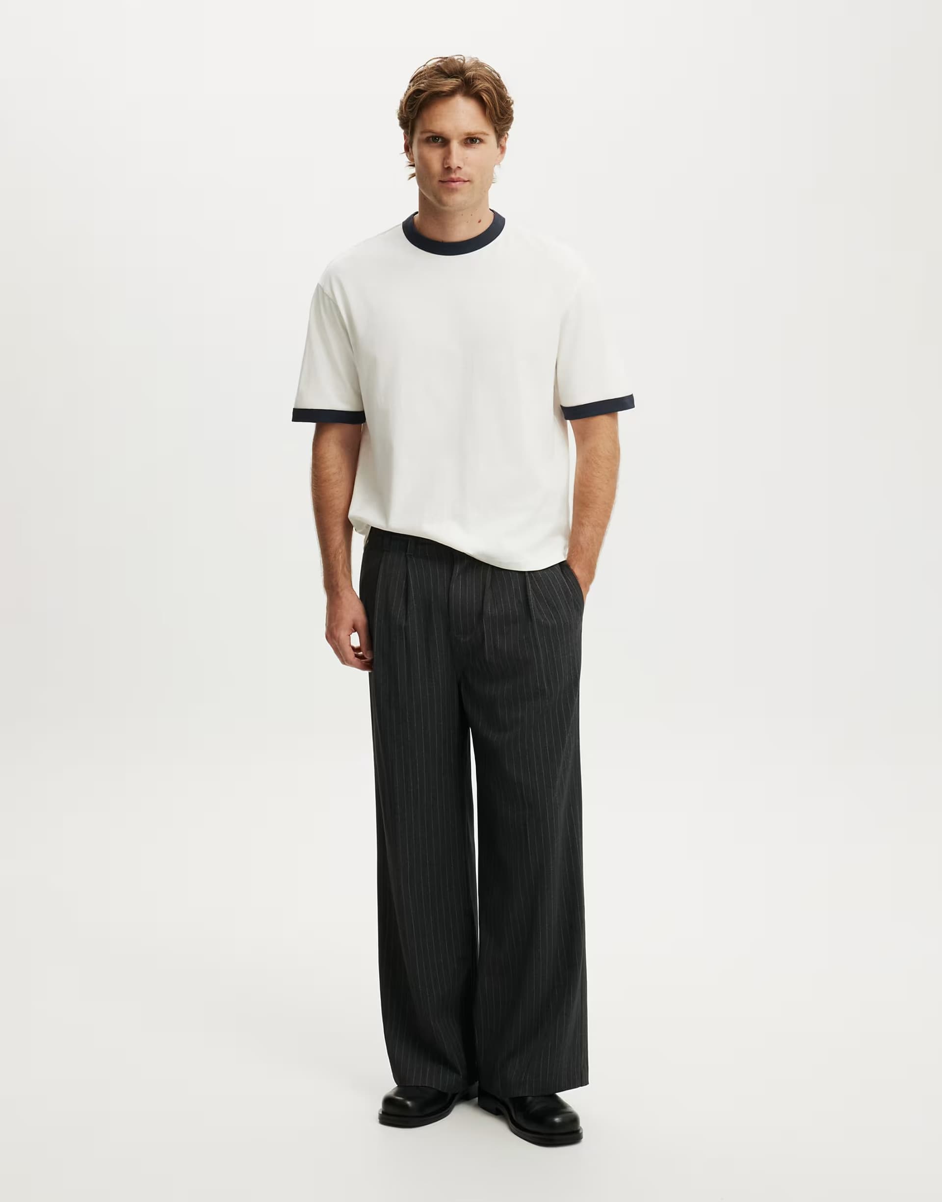 ASOS Cotton On Super baggy pleated pant in charcoal
