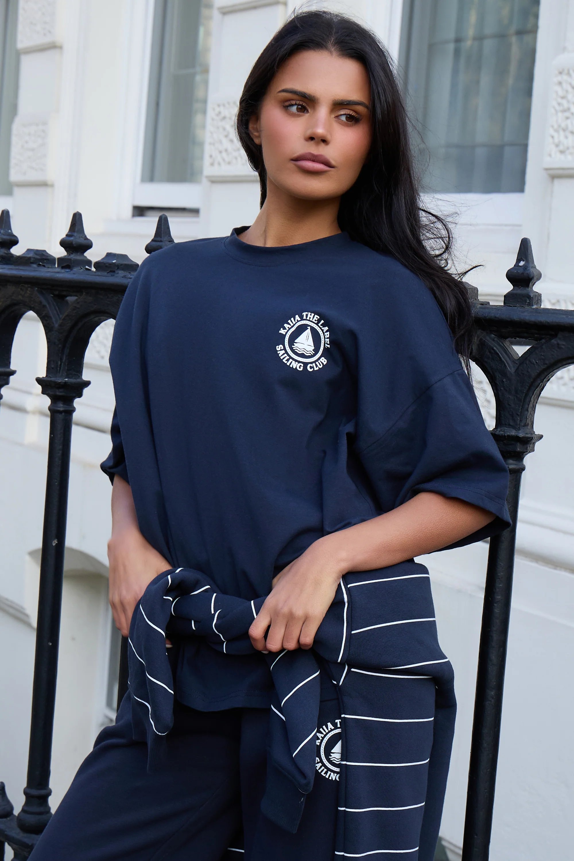 Kaiia Kaiia Sailor Club Oversized T-shirt Ink Blue - 2