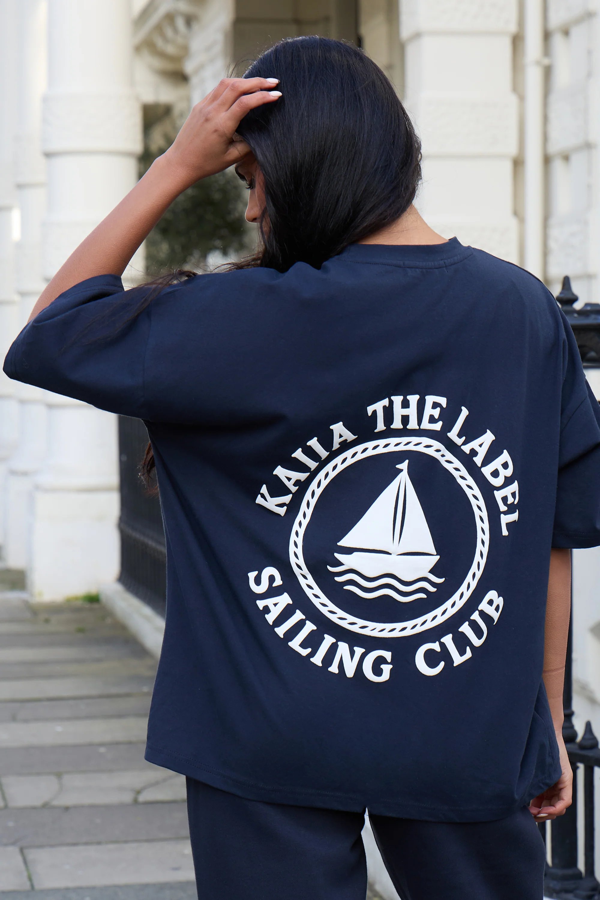 Kaiia Kaiia Sailor Club Oversized T-shirt Ink Blue - 4