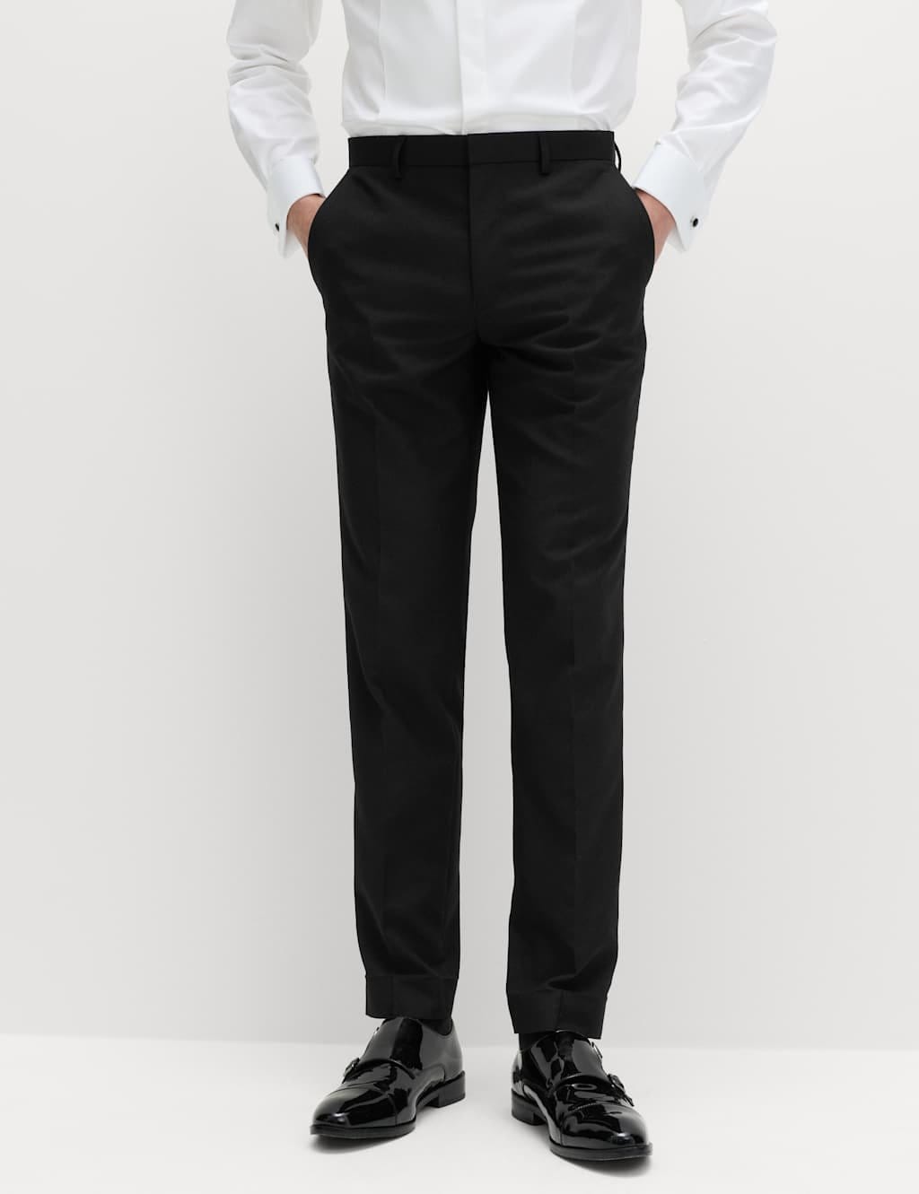 M&S Slim Fit Tuxedo Trousers Black