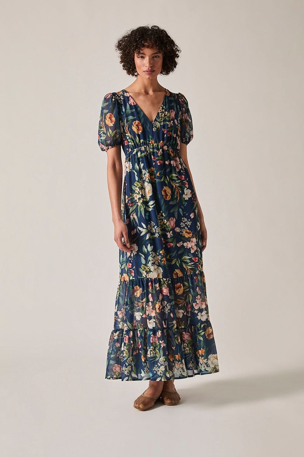 James Lakeland Navy Botanical Floral Maxi Dress