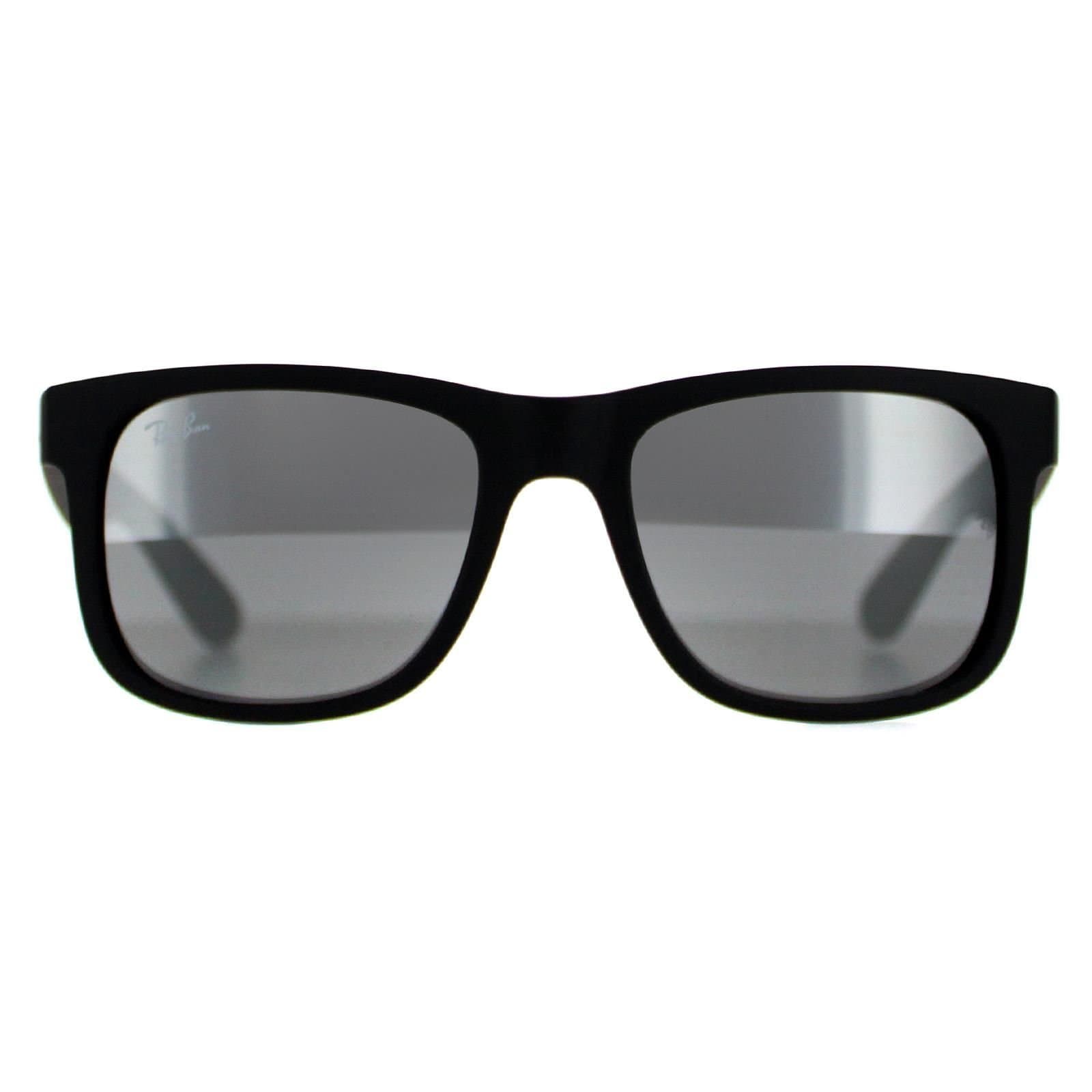 Ray-Ban Ray-Ban Men's Rectangle Rubber Black Grey Mirror Sunglasses