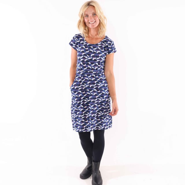 Lazy Jacks Lazy Jacks Women's Stem Capped Sleeved Dress in Blue - 3