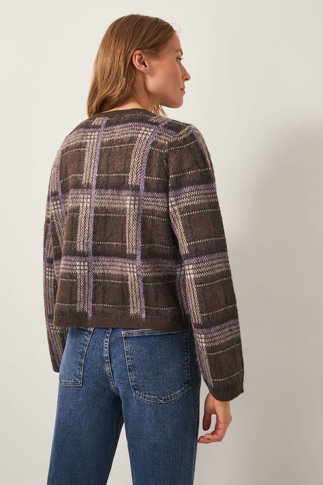 Monsoon Monsoon Women's Carmen Check Cardigan Brown in Chocolate - 2