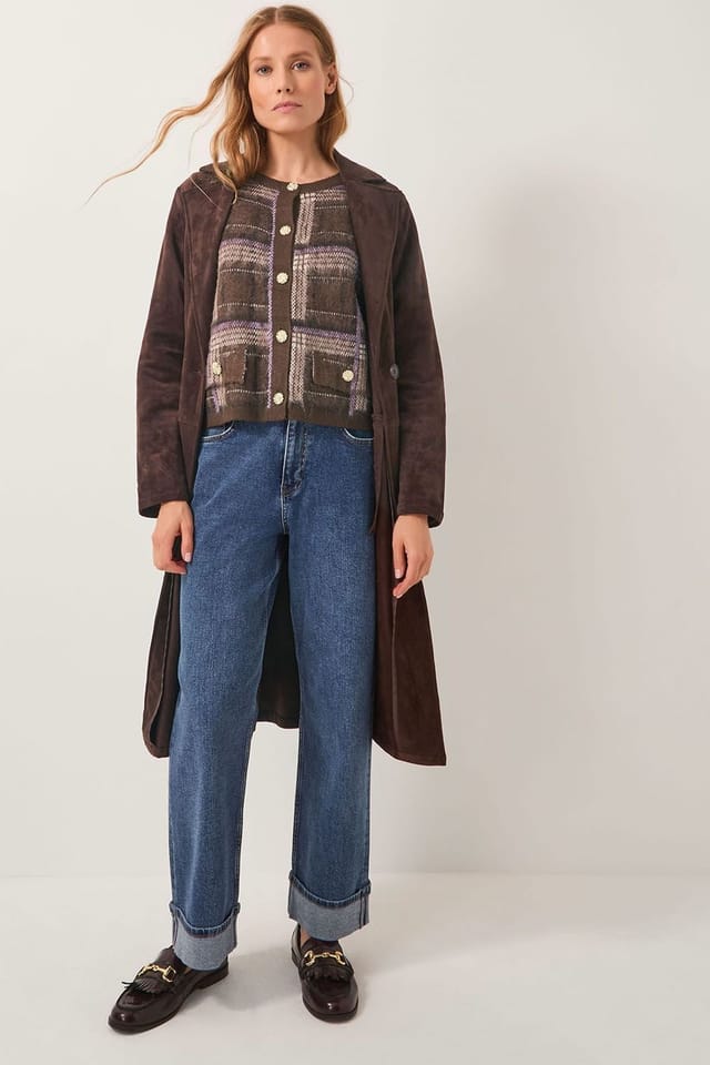 Monsoon Monsoon Women's Carmen Check Cardigan Brown in Chocolate - 3