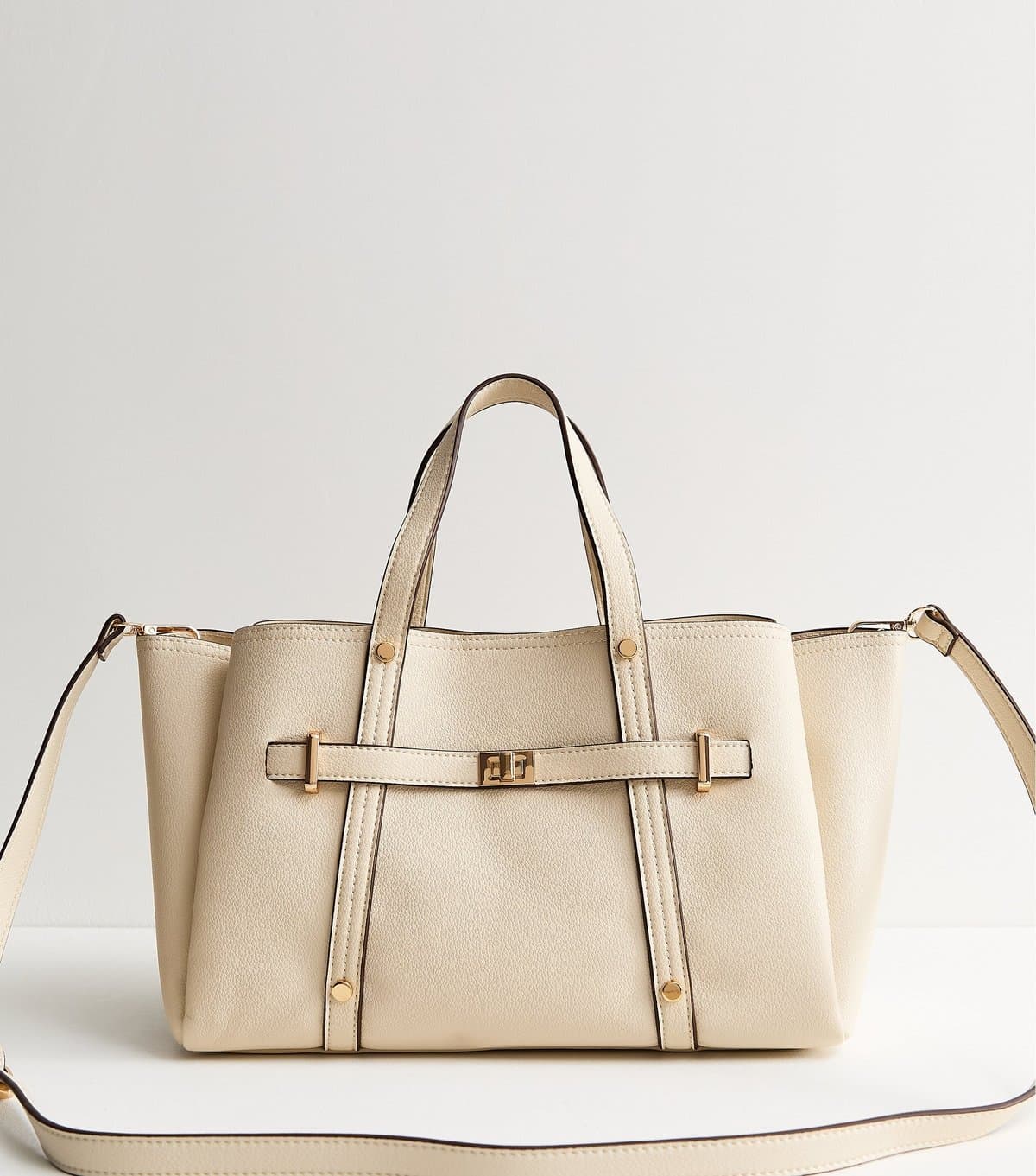 New Look Cream Faux Leather Triple Compartment Tote Bag Vegan New Look