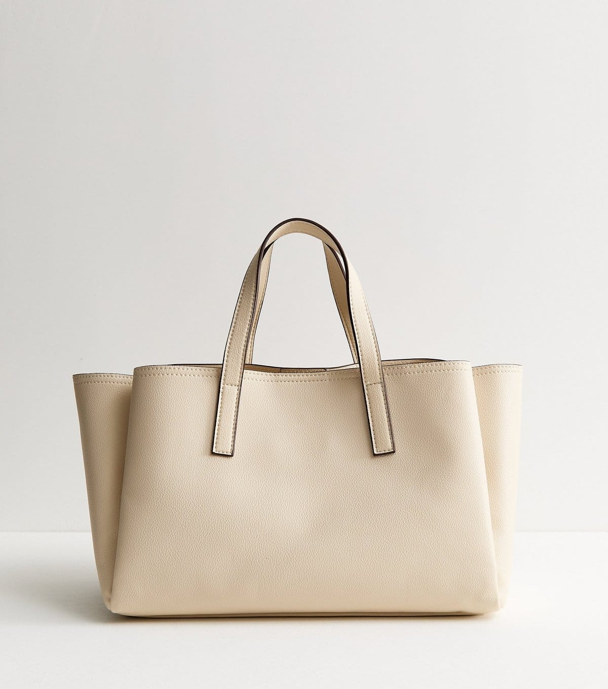 New Look Cream Faux Leather Triple Compartment Tote Bag Vegan New Look - 4