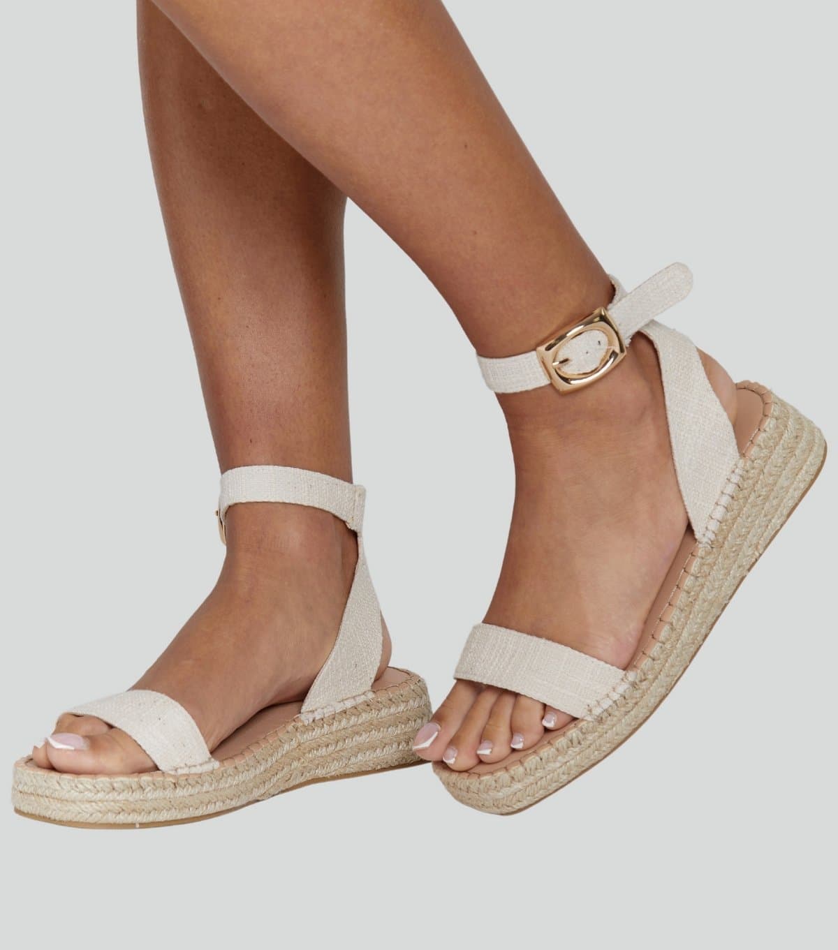 South Beach South Beach Cream Cross Over Two Part Espadrille Sandals