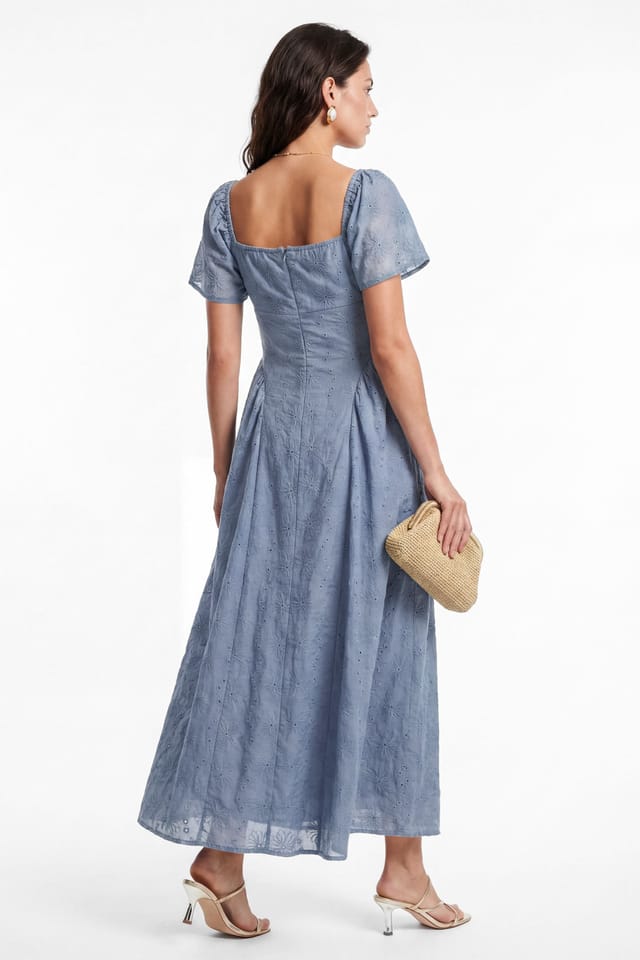 Lovedrobe Lovedrobe Women's Broderie Angel Sleeve Maxi Dress in Baby Blue - 2