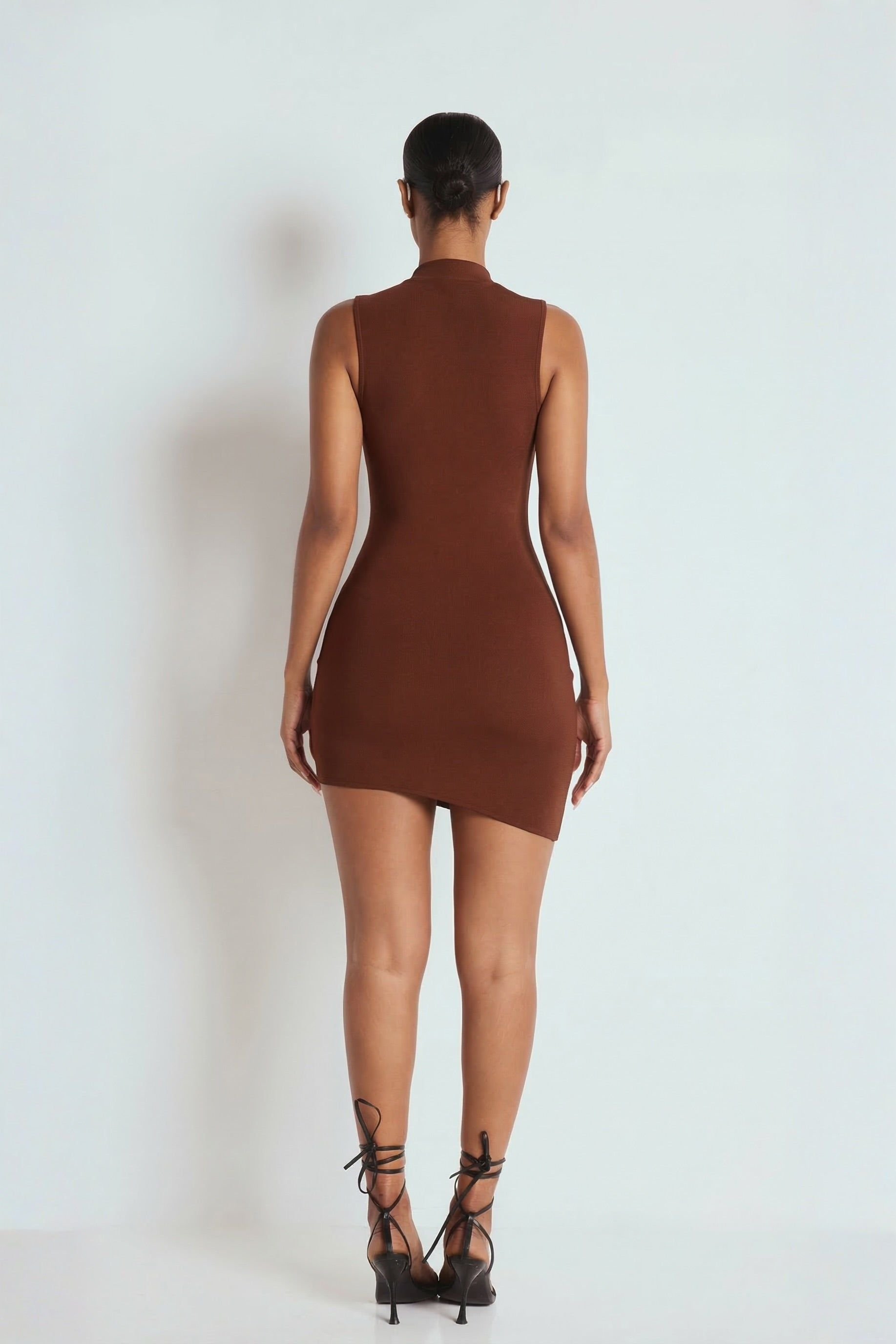 LEMONLUNAR LEMONLUNAR Women's The Serena Brown Diamante Zip Bandage Dress - 3
